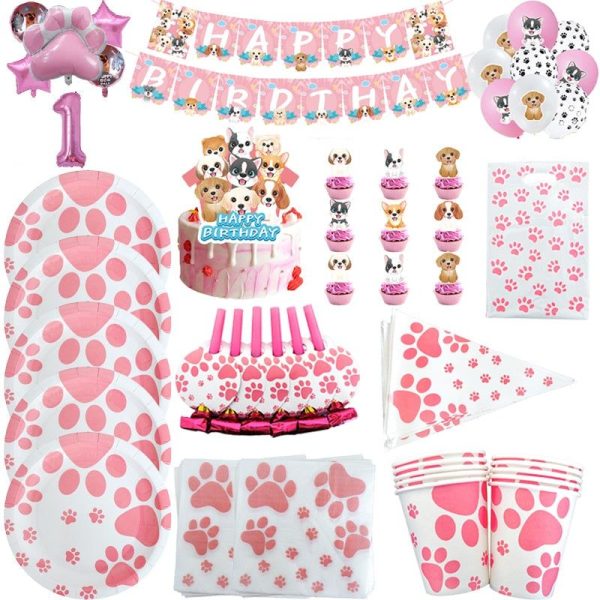 guirlande pattes de chien rose