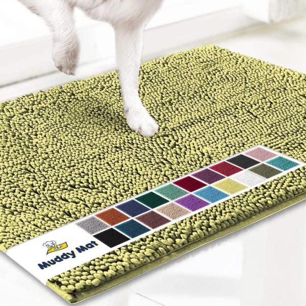 tapis anti-boue pour chien jaune