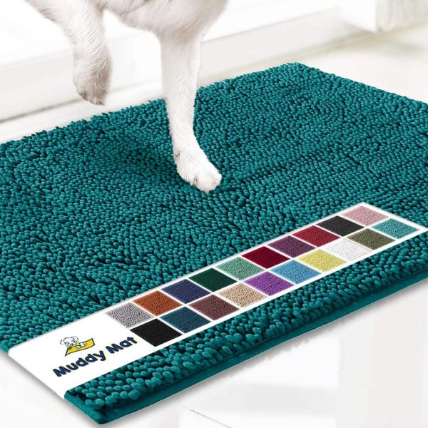 Tapis anti-boue pour chien turquoise