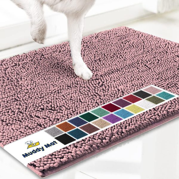 tapis anti-boue pour chien rose clair