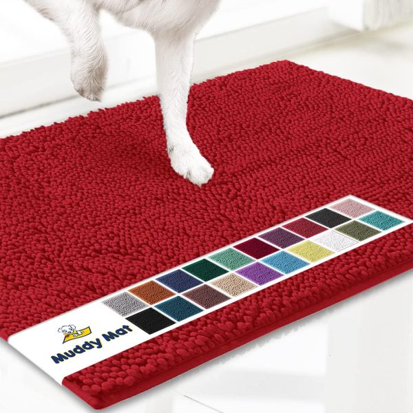 Tapis anti-boue pour chien rouge