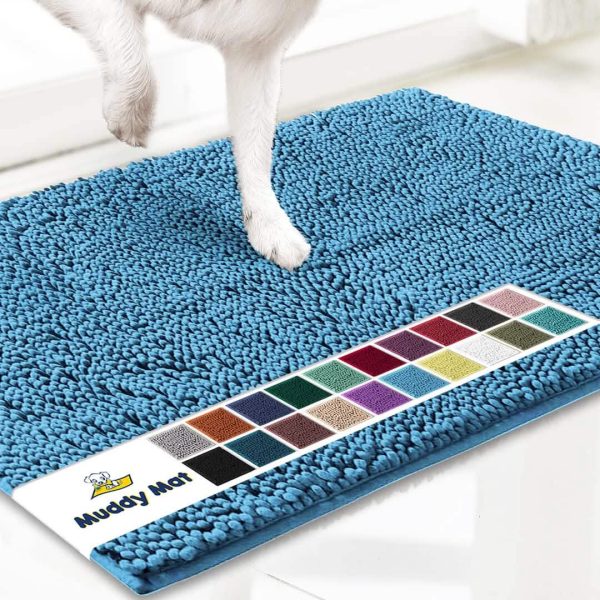 Tapis anti-boue pour chien bleu ciel